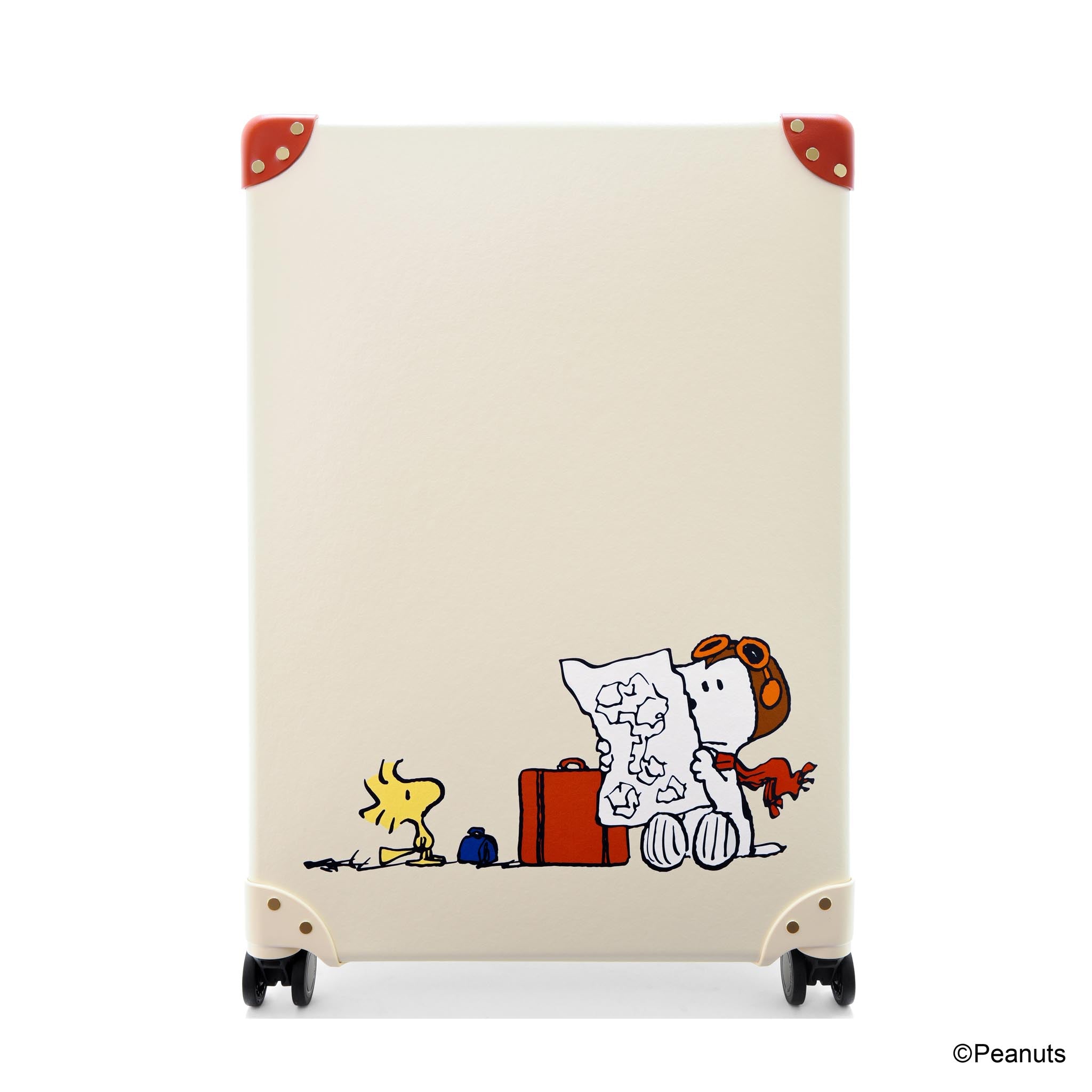 PEANUTS · Large Check-In - 4 Wheels | Ivory/Red/Gold