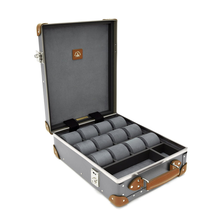 Centenary · 12-Slot Watch Case | Grey/Caramel - GLOBE-TROTTER