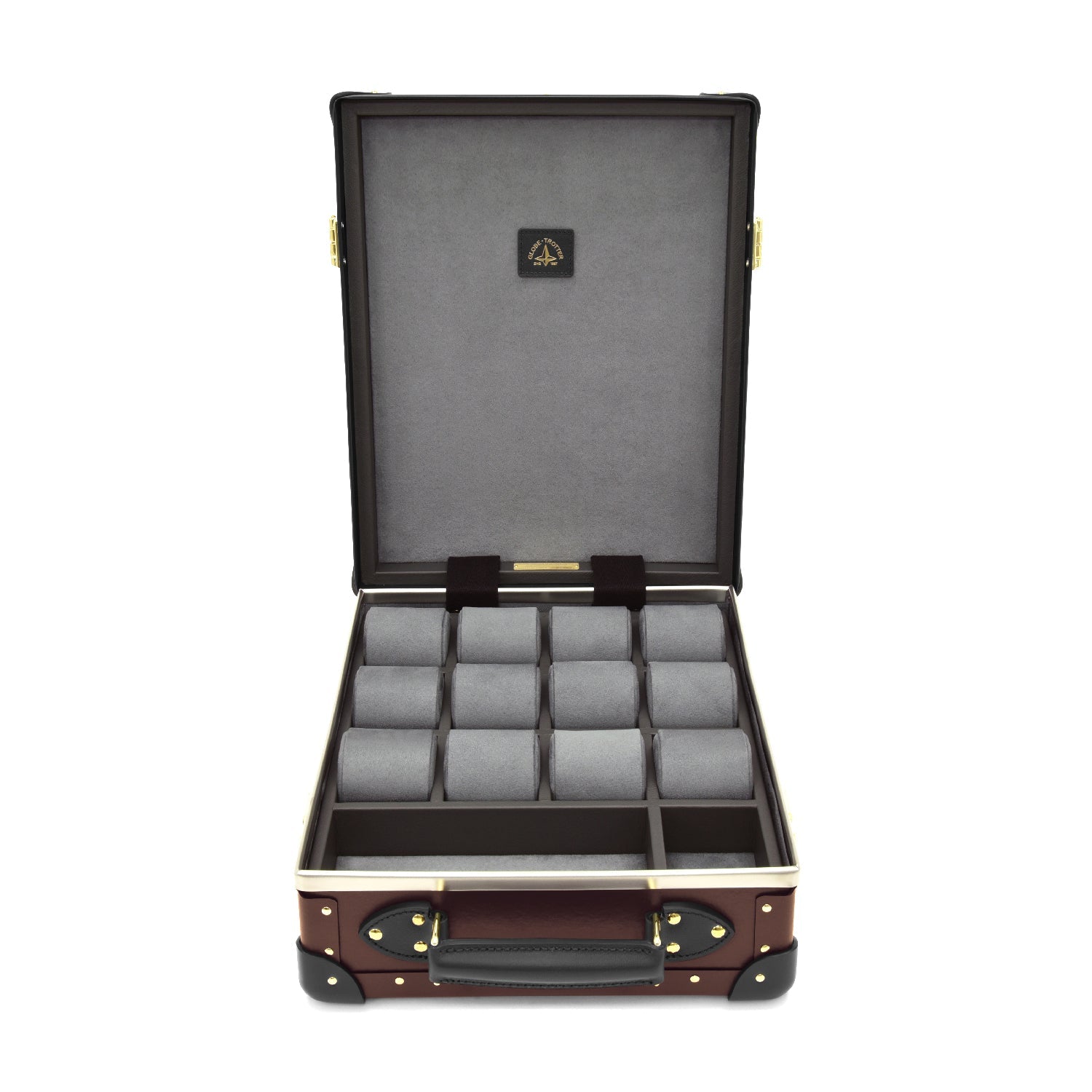 Centenary · 12-Slot Watch Case | Oxblood/Black - GLOBE-TROTTER